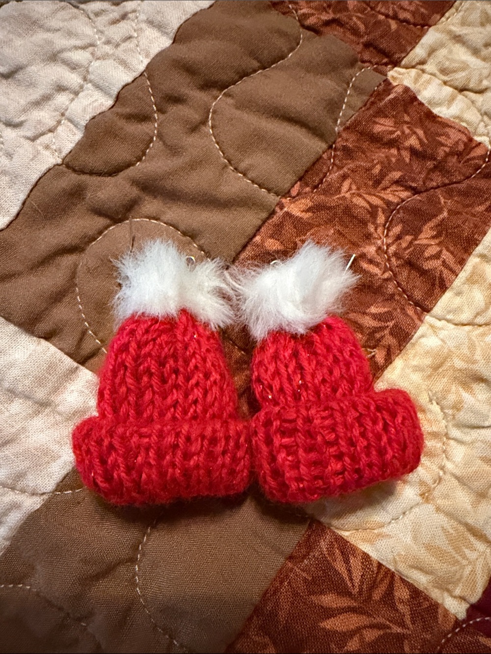 Red Cap With Pom Pom Earrings